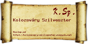 Kolozsváry Szilveszter névjegykártya