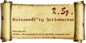 Kolozsváry Szilveszter névjegykártya